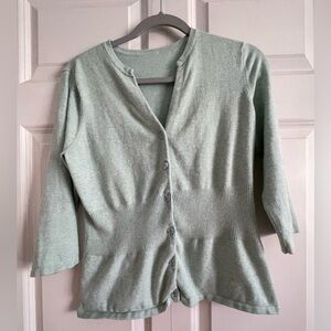 V neck cardigan, mint green, size small/medium.